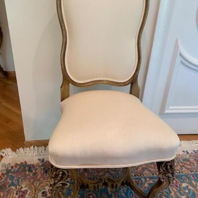 Antique White Silk Fabric Side Chair