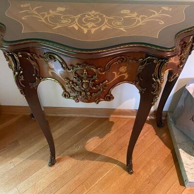 Vintage French Mahogany Ornate Gilt Side Table (2)