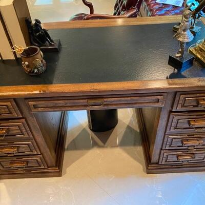 Vintage Executive Desk with Leather Top