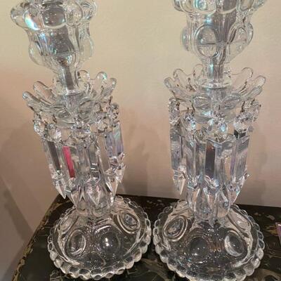 Vintage Baccarat Crystal Candle Holders, Prisms. Paris