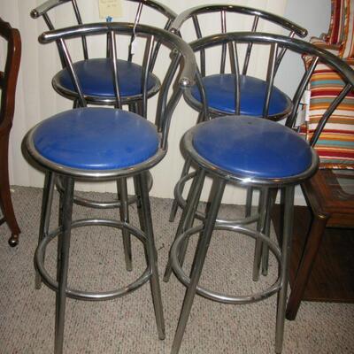 CHROME & BLUE STOOLS   BUY IT NOW $ 195.00