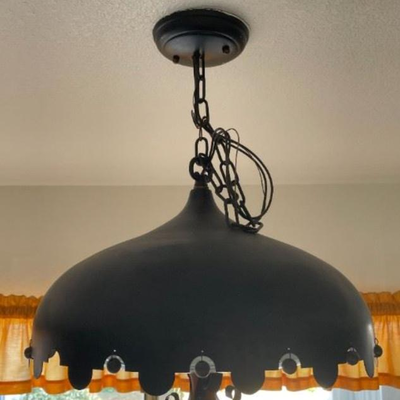 Vintage Black & Wood Chandelier 