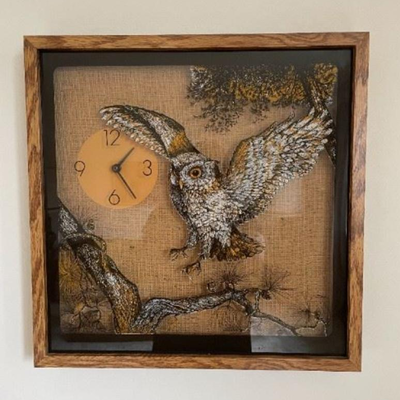 Vintage Clock Owl Art  