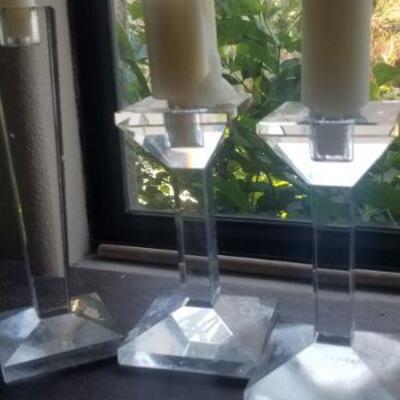 3 signed oleg Cassini candle sticks