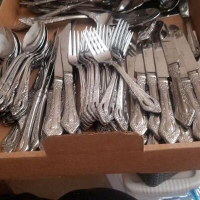 stainless steel  reed and Barton  service for 10 with 23 serving pieces
