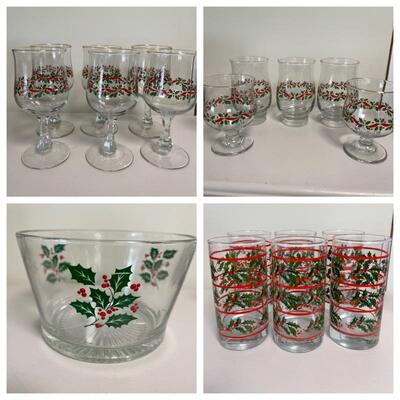 Christmas glasses, ice bucket