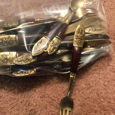 Thailand  Siam Black Wood Budda Flatware