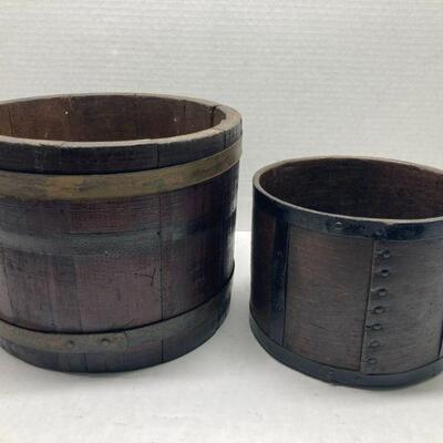 403. Two Vintage Handmade Wooden Barrels (9x7inches) (7x5inches)