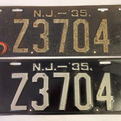 30. Pair of 1935 NJ License Plates