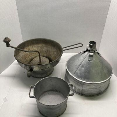 158. Flour Sifter, Fine Sifter, & Large Farm Funnell