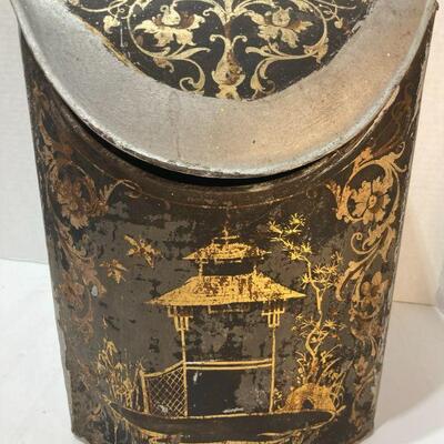 144. Biscuit Tin Asian Decorated