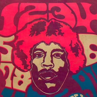 55. Vintage Jimi Hendrix Are You Experienced Psychedelic 1960s Black Light Poster