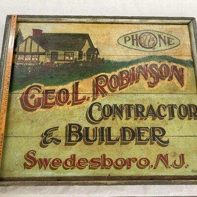 13. Antique Rustic Hand Painted Custom 1945 Advertising Sign