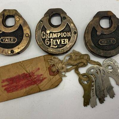 434. Round Yale and Champion Brass Padlocks with Keys