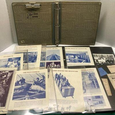 337. Vintage Binder with Willow Grove Park Articles, Ticket Stubs, Photograph