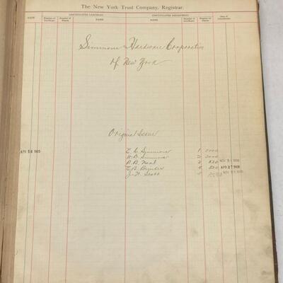 458. Simmons Hardware Corporation of New York Stock Register No.1 The New York Trust Company