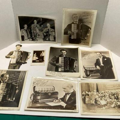 330. Large lot of Accordion Players Vintage Photographs from Willow Grove Park including Autographed Photographs