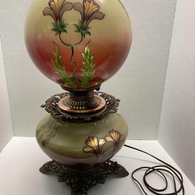 315. Early Gone with the Wind Hand Painted Lamp