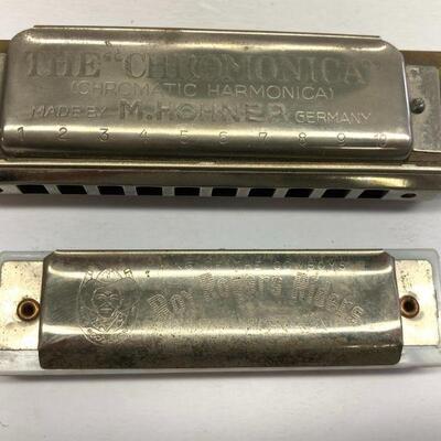 476. Lot of Two Vintage Harmonicas, The Chromonica made by M. Hohner and King of the Cowboys Roy Rogers Riders 
