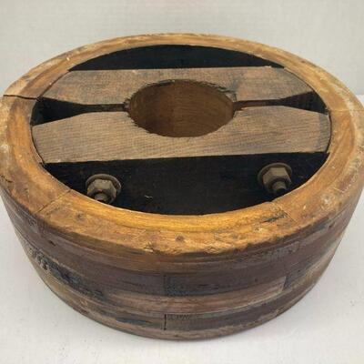 350. Vintage Wooden 12inch Industrial Pulley
