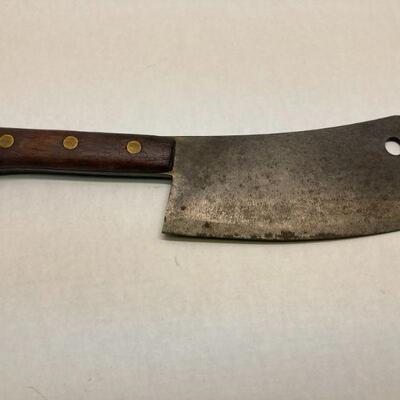 395. Vintage International Edge Tool Company Meat Cleaver with Wooden Handle