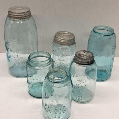 342. Lot of Six Vintage Glass Fruit Jars