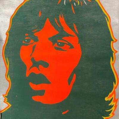 56. Huge Vintage 1968 Psychedelic print of Mick Jagger by Larry Smart