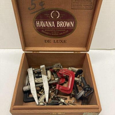 424. Havana Brown Cigar Box loaded with C-clamps