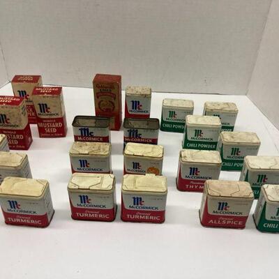 370. Lot of Vintage McCormick Spices, Chili Powder, Mustard Seeds, Thyme, Turmeric