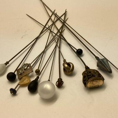 321. Large lot of Vintage Hat Pins/Holders including Hand Painted Nippon