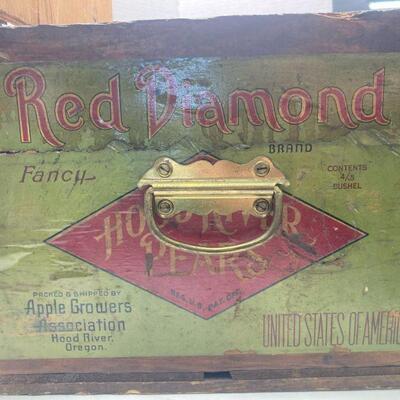 354. Vintage Red Diamond Pears Advertising Box with String