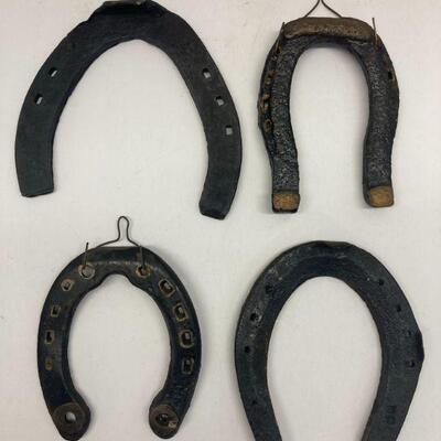 341. Lot of 4 Shoes, Mule Shoe, 2 Horseshoes, Pony Shoe
