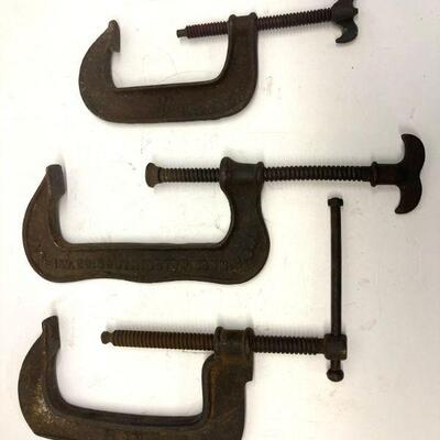 387. Lot of Three Vintage Metal C-Clamps