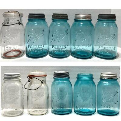 211. Large Lot of assorted Ball Mason Jars and zinc lids