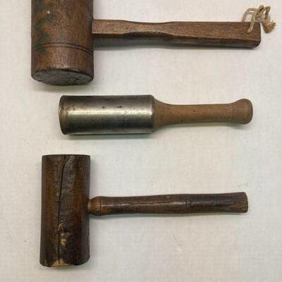 399. Antique Wooden Mallet and Wooden and Metal Masher/Club