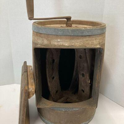 509. Three Gallon Spains Improved Antique Hand Paddle Butter Churn 
