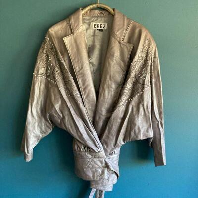 488. Vintage Rockstar EREZ Leather Wrap Jacket with embroidery and hand embellishment 