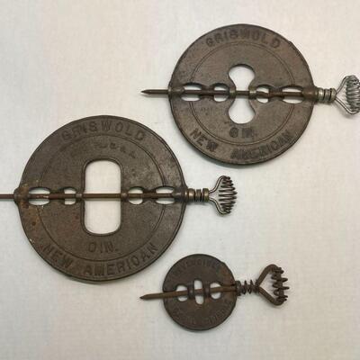 394. Three Vintage Cast Iron Stove Dampers Griswold and Weaver