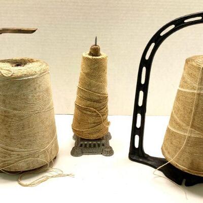 168. Cast Iron String Dispensers and a Tin String Dispenser