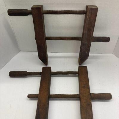 352. Pair of Vintage Wooden Furniture Clamps
