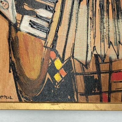 417. Vintage Clown Painting Signed Thomas