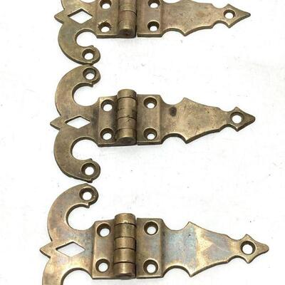 218. Three Ornate Brass Hinges