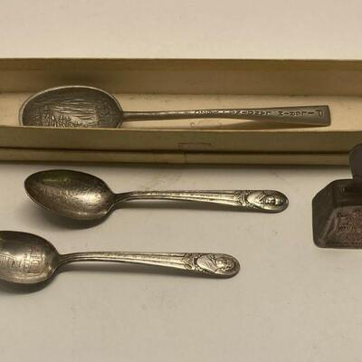 87. Lot of 3 Spoons and 1 Bell