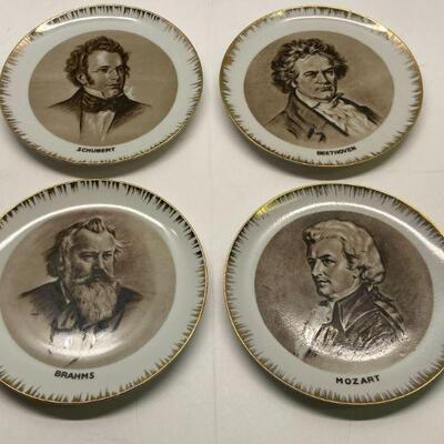 96. Set of Four Dishes/Plates Mozart, Beethoven, Schubert, Brahms