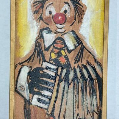 417. Vintage Clown Painting Signed Thomas