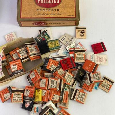 33. Cigar Box of Assorted Vintage Matches with Advertising