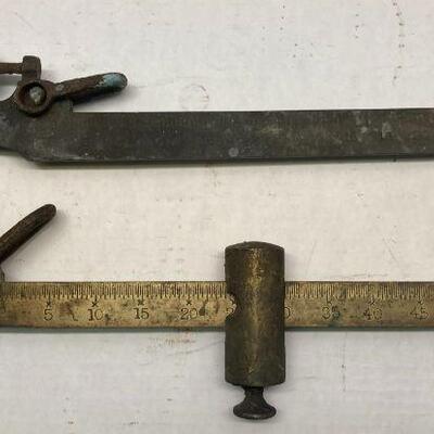 408. Two Vintage Brass Balance Scale Arms with Weight