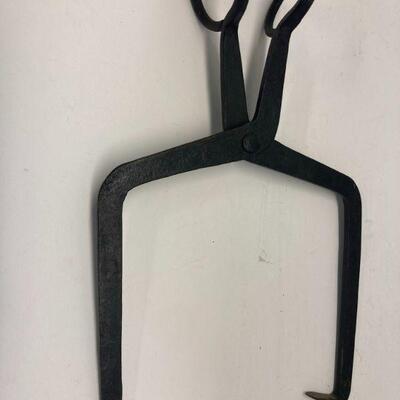 427. Large Hand Wrought Iron Tongs