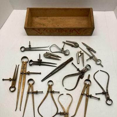 120. Box Lot of Calipers & Scribe