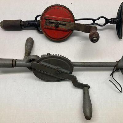 401. Lot of Two Vintage Shoulder Drill Press Hand Crank Millers Fall No 12